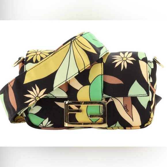 NWT FENDI SS20 Floral Nylon Baguette Convertible Bag w 2 additional straps NWT - Picture 1 of 16